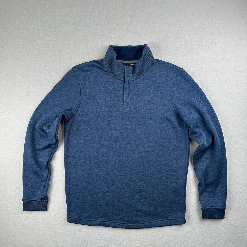 Under Armour Quarter Zip Pullover Mens Medium Blue ColdGear Storm Heathered